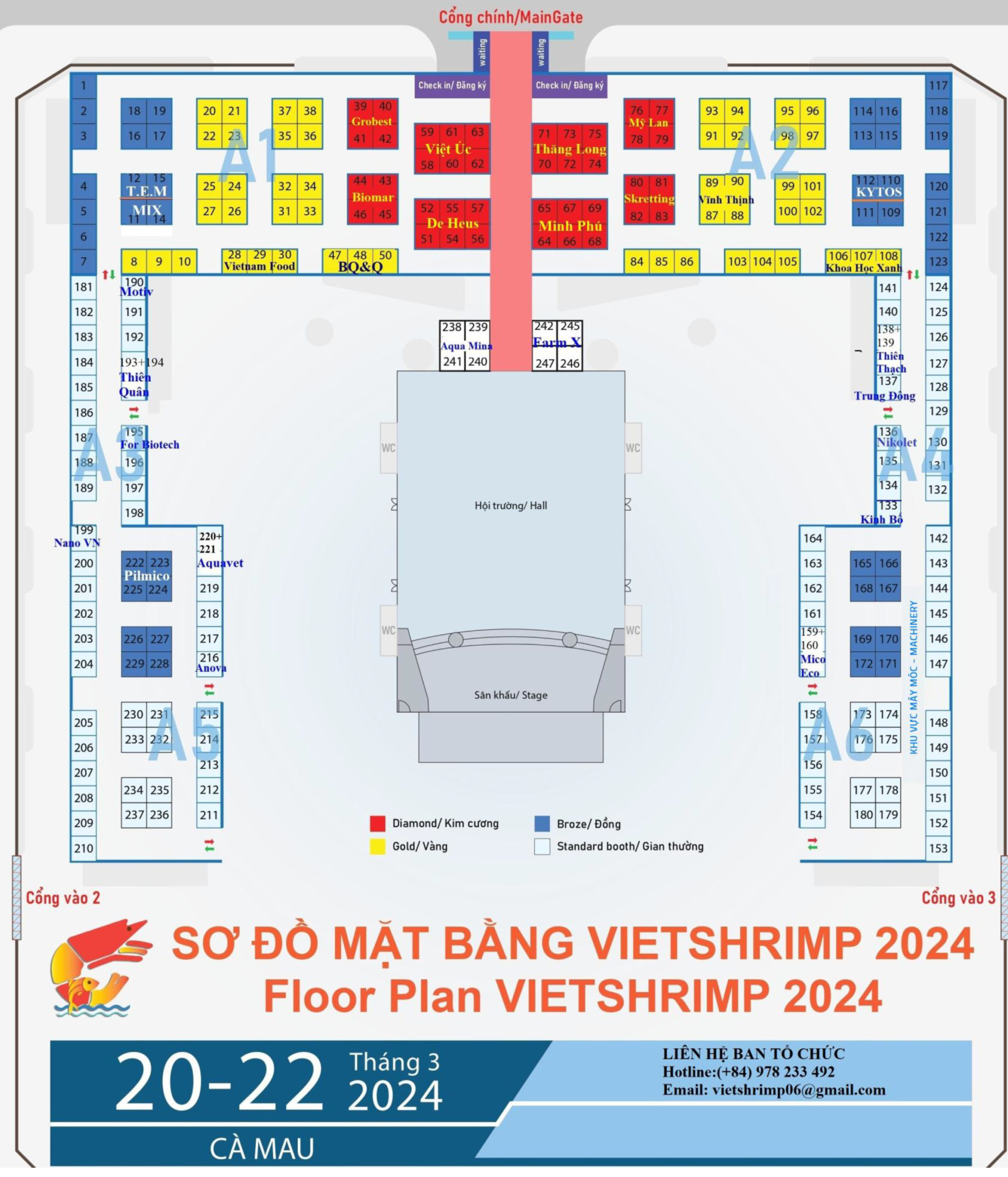 Sơ đồ triển lãm 2024 - Hội chợ triển lãm Quốc tế ngành tôm Việt Nam